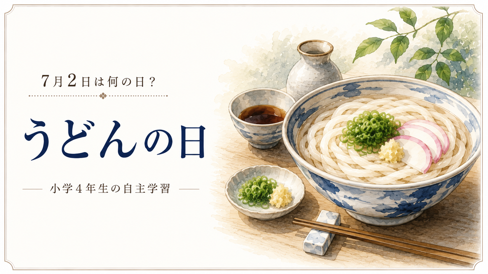 7月2日は何の日?小学生の自主学習に使える「うどんの日」のアイキャッチ画像