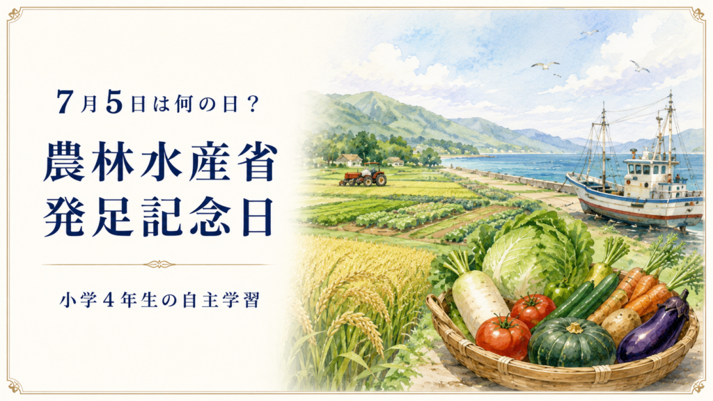 7月5日は何の日？小学生の自主学習に使える「農林水産省発足記念日」のアイキャッチ画像