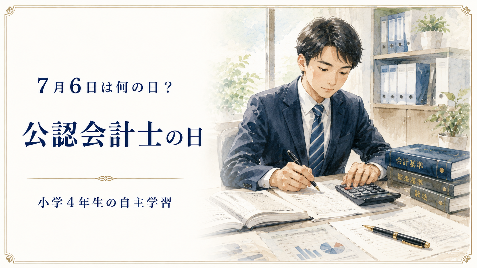 7月6日は何の日?小学生の自主学習に使える「公認会計士の日」のアイキャッチ画像