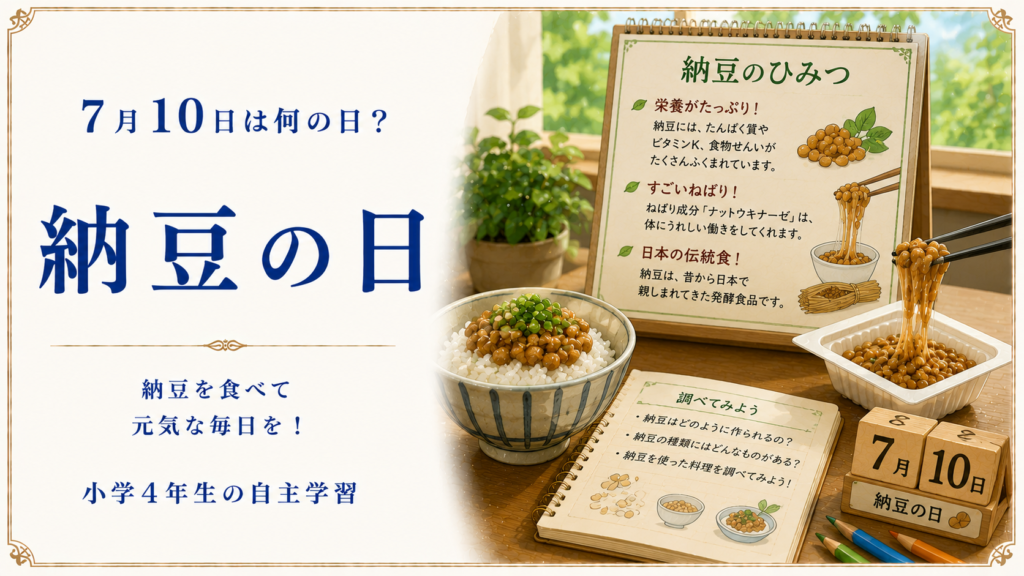 7月10日は何の日？小学生の自主学習に使える「納豆の日」のアイキャッチ画像