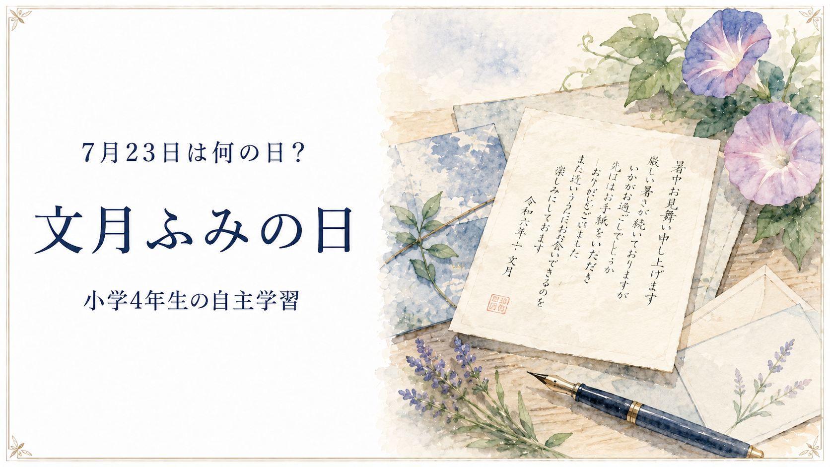 7月23日は何の日?小学生の自主学習に使える「文月ふみの日」のアイキャッチ画像