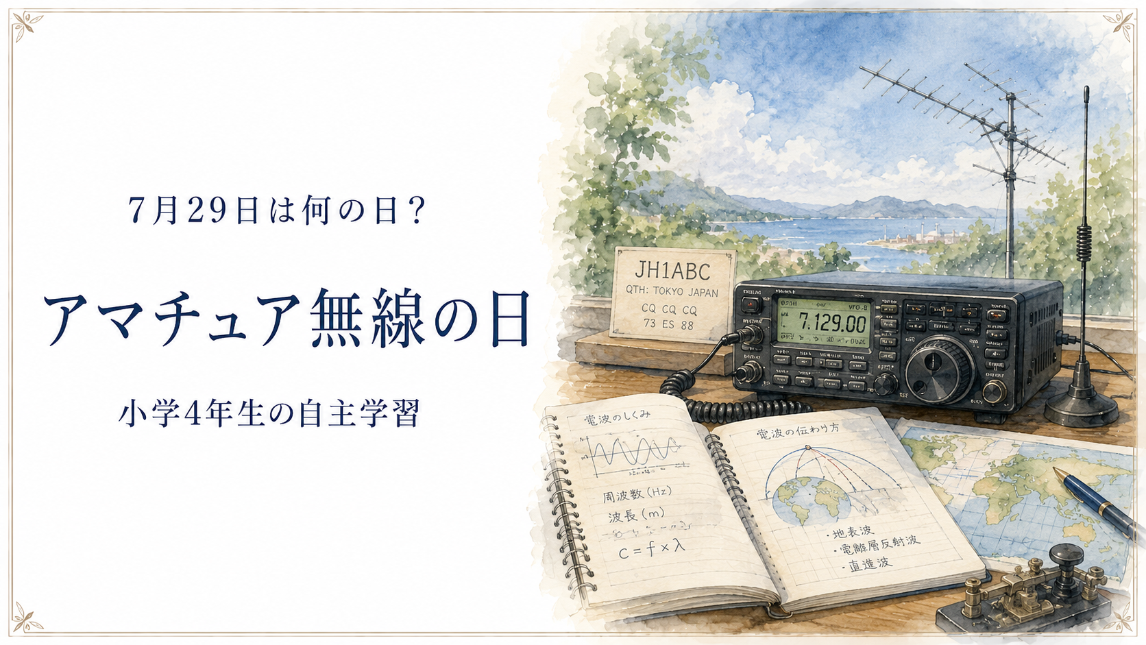 7月29日は何の日?小学生の自主学習に使える「アマチュア無線の日」のアイキャッチ画像