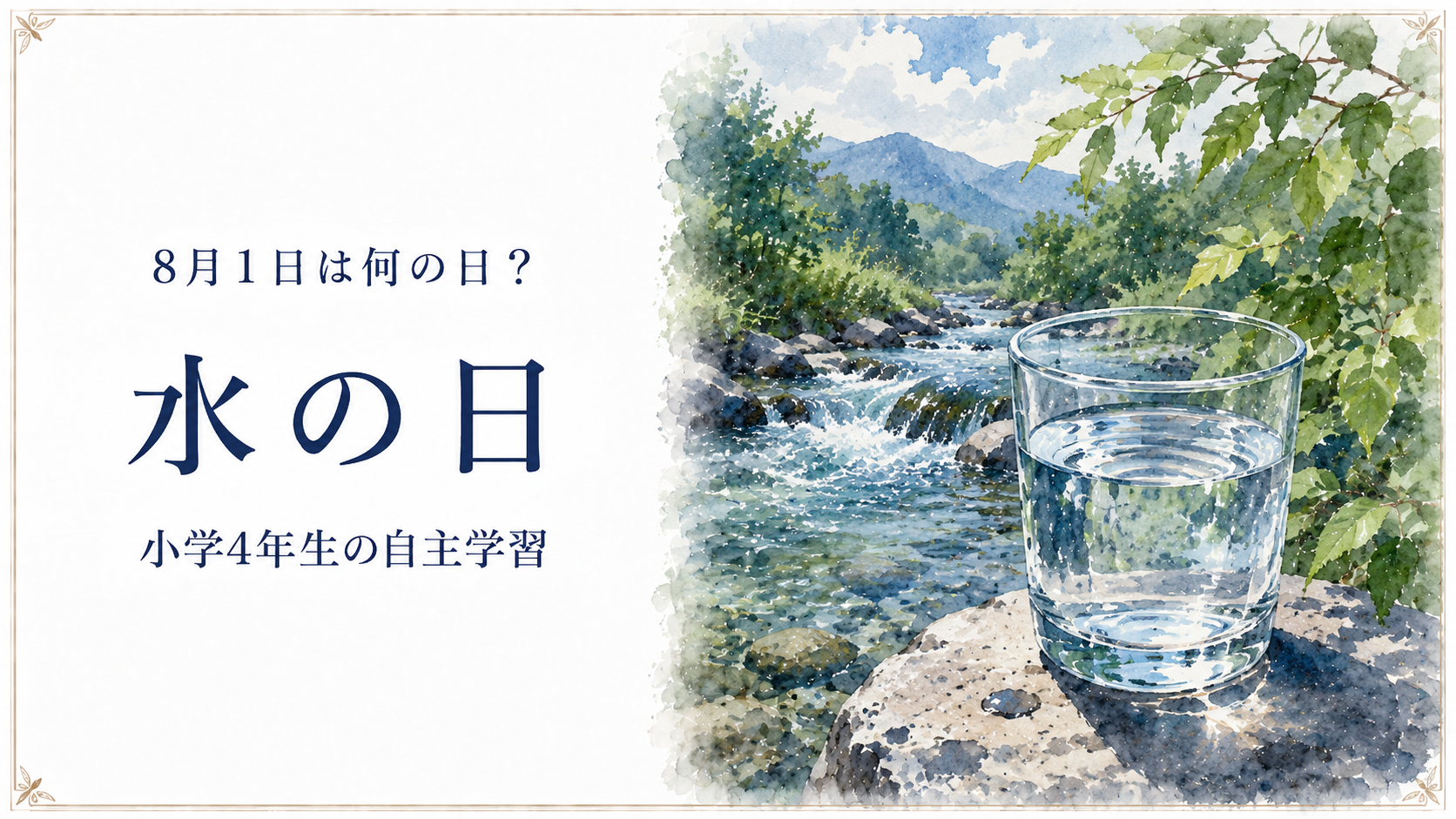 8月1日は何の日？小学生の自主学習に使える「水の日」のアイキャッチ画像