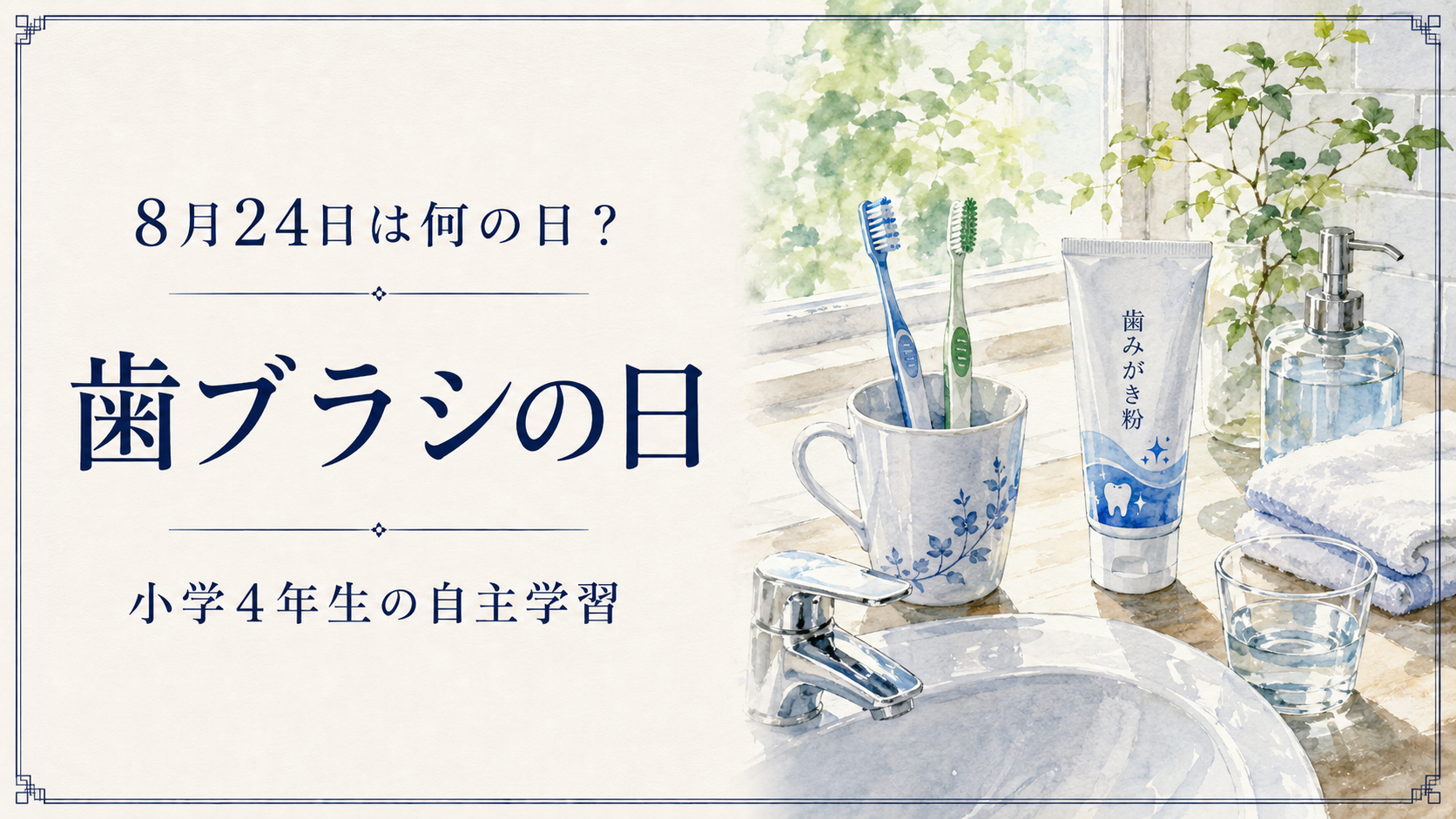 8月24日は何の日?小学生の自主学習に使える「歯ブラシの日」のアイキャッチ画像