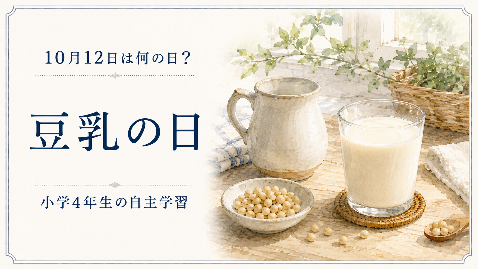 10月12日は何の日?小学生の自主学習に使える「豆乳の日」のアイキャッチ画像