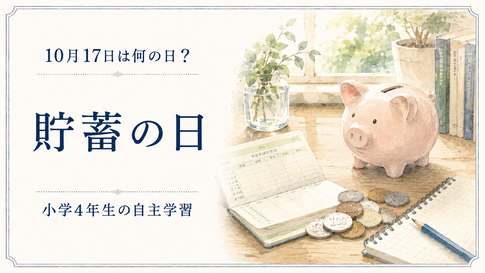 10月17日は何の日？小学生の自主学習に使える「貯蓄の日」のアイキャッチ画像